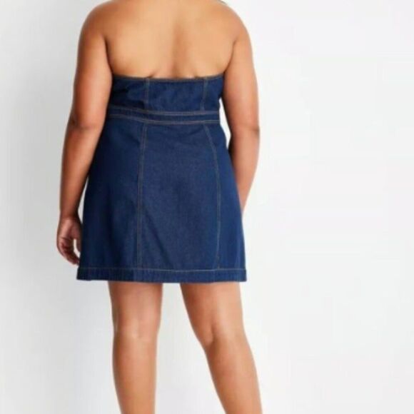 Women's Collared Denim Mini Dress (Size 16) BLUE ~ NEW!!! - Picture 2 of 9
